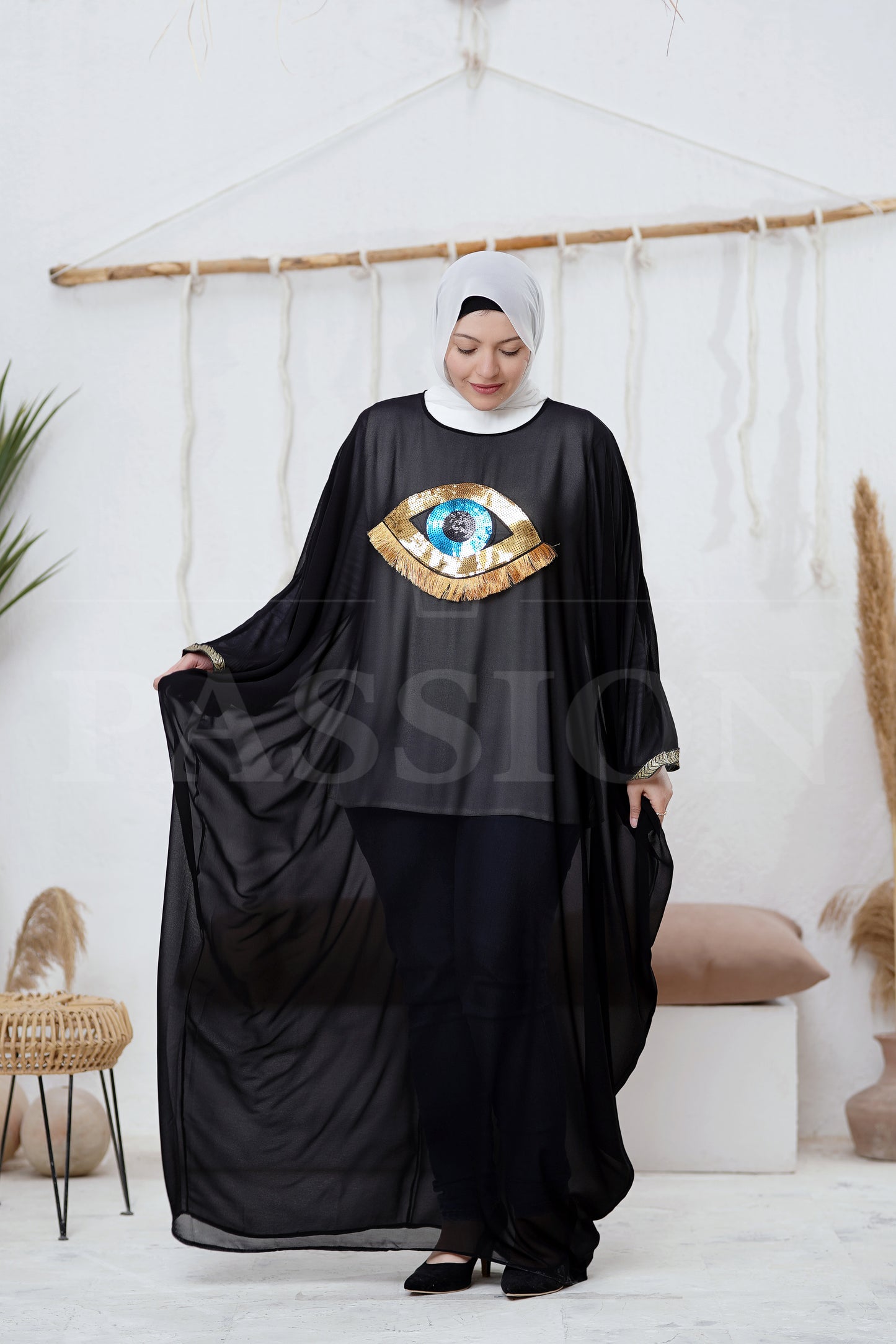 Blue Eye Chiffon Abaya