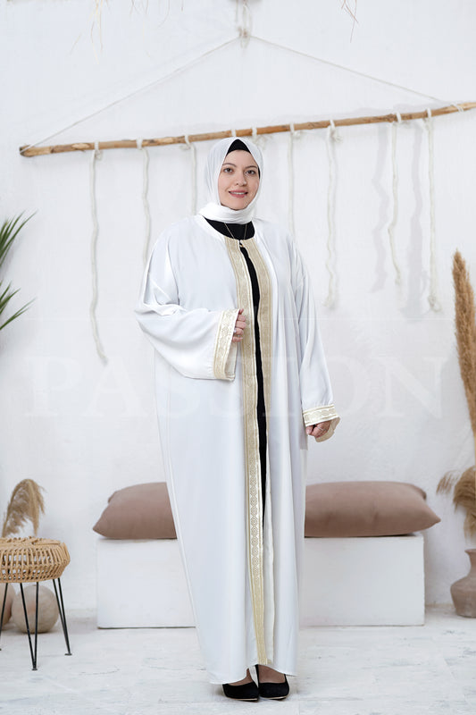 Gold-Adorned Crepe Ramadan Kaftan