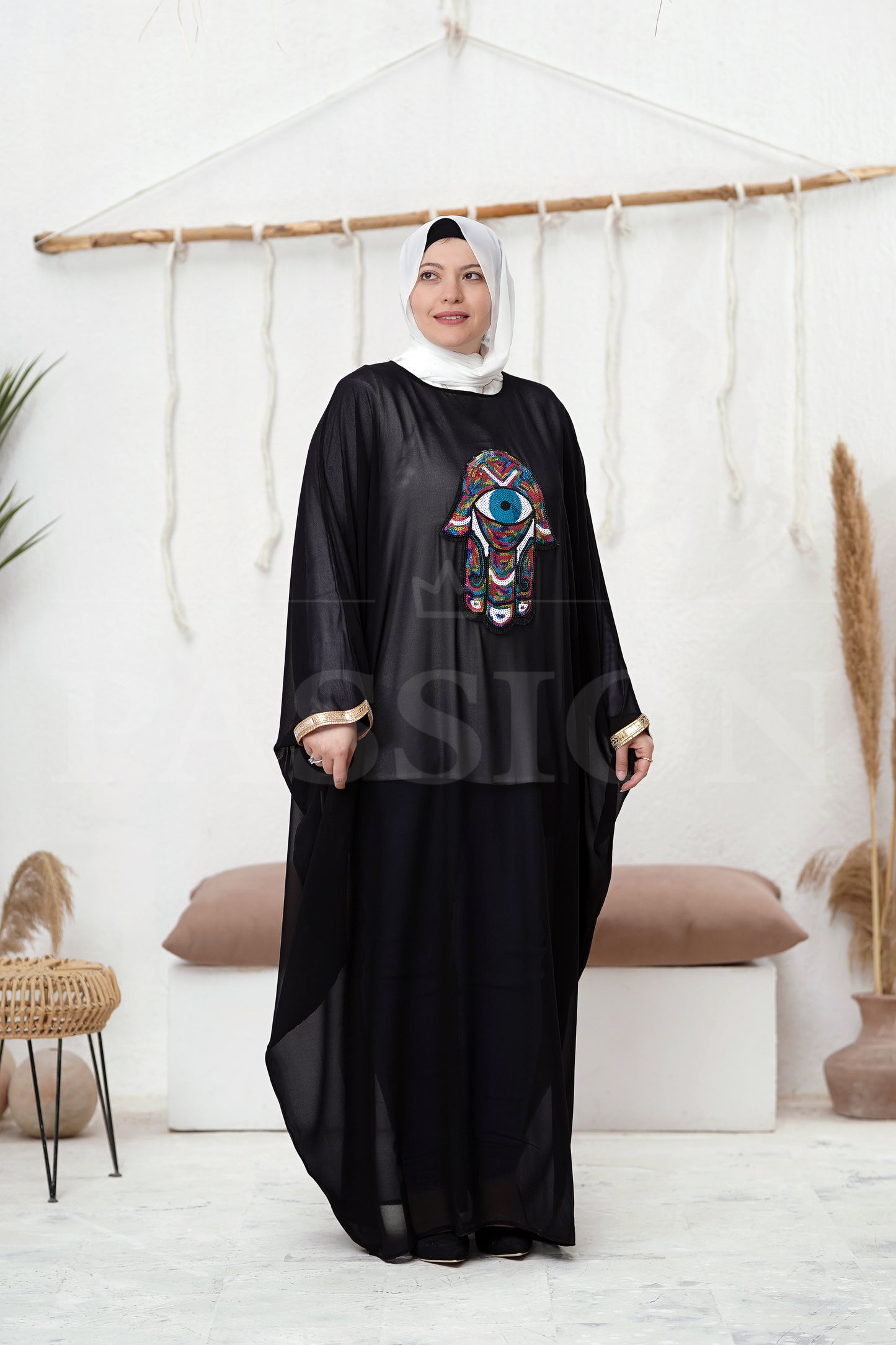 Chiffon Abaya Khamsa & Khmisa