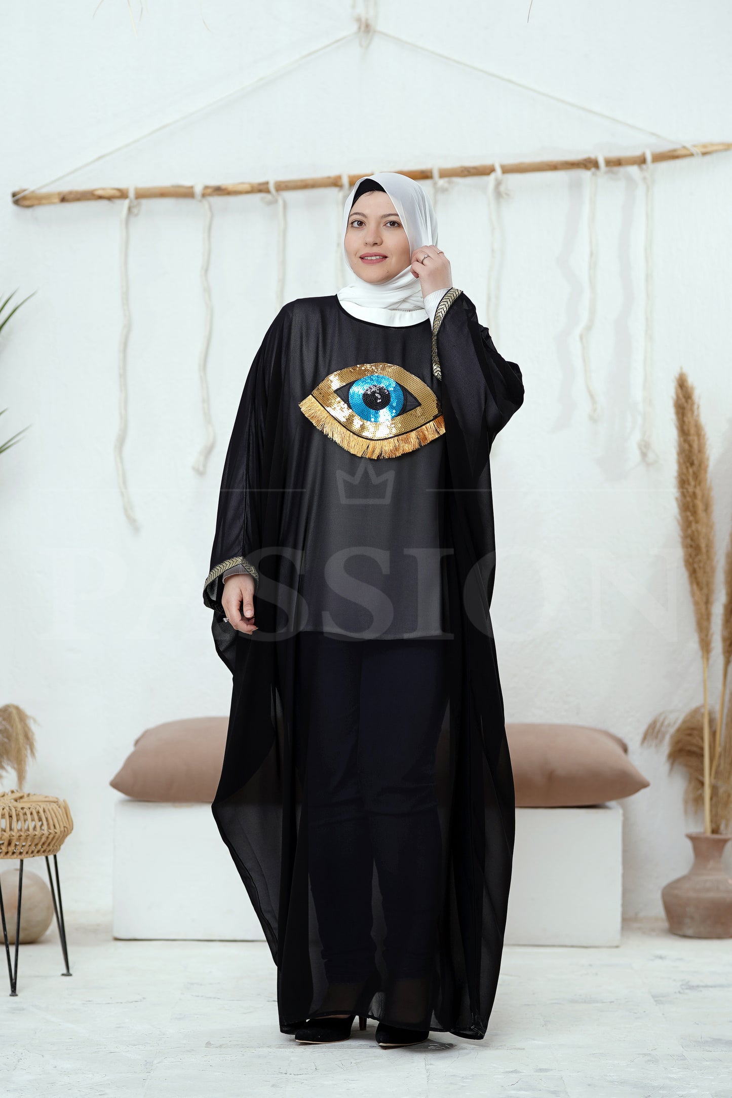 Blue Eye Chiffon Abaya